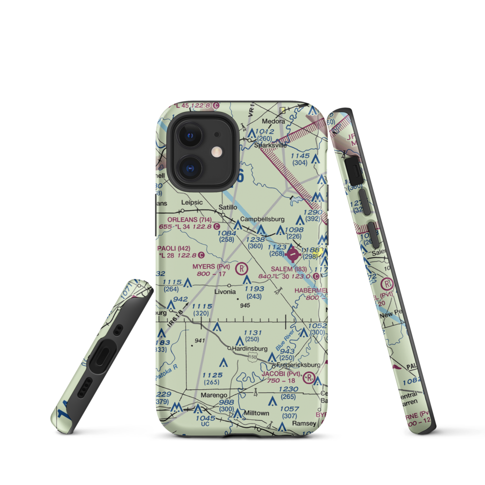 Myers Farm Airport (7IN6) VFR Sectional  Tough iPhone Case iPhone 12 mini model shown