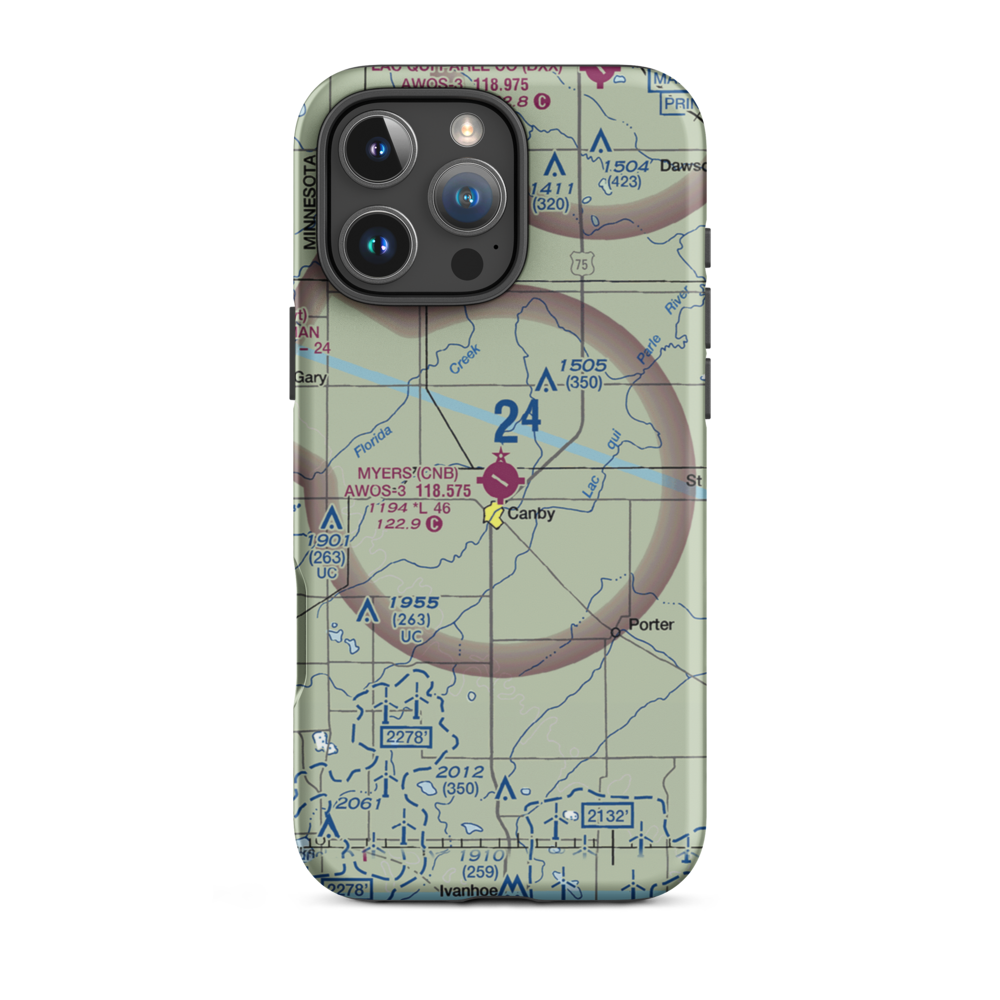 Myers Field (CNB) VFR Sectional  Tough iPhone Case iPhone 16 Pro Max model shown