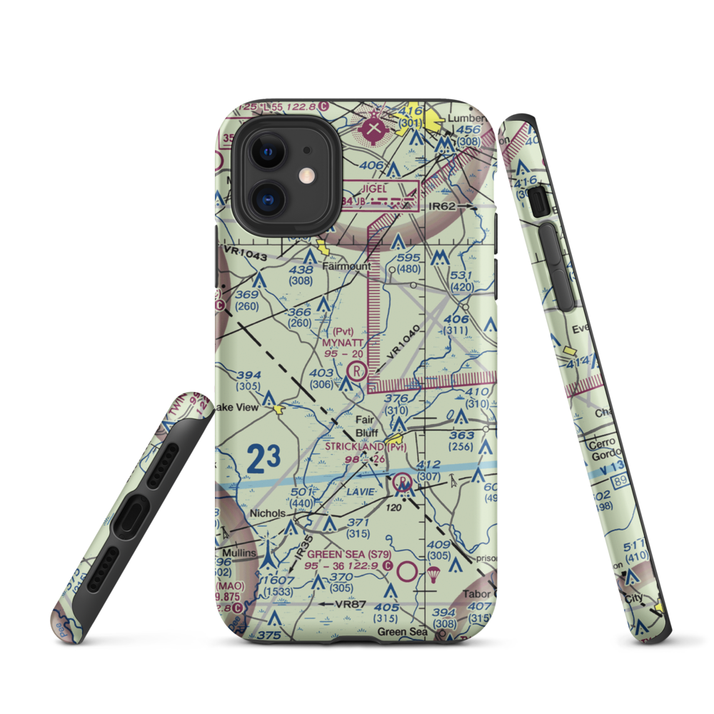 Mynatt Field (53NC) VFR Sectional  Tough iPhone Case iPhone 11 model shown