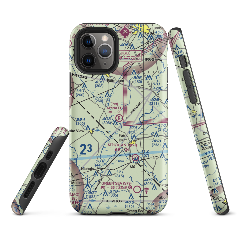 Mynatt Field (53NC) VFR Sectional  Tough iPhone Case iPhone 11 Pro model shown