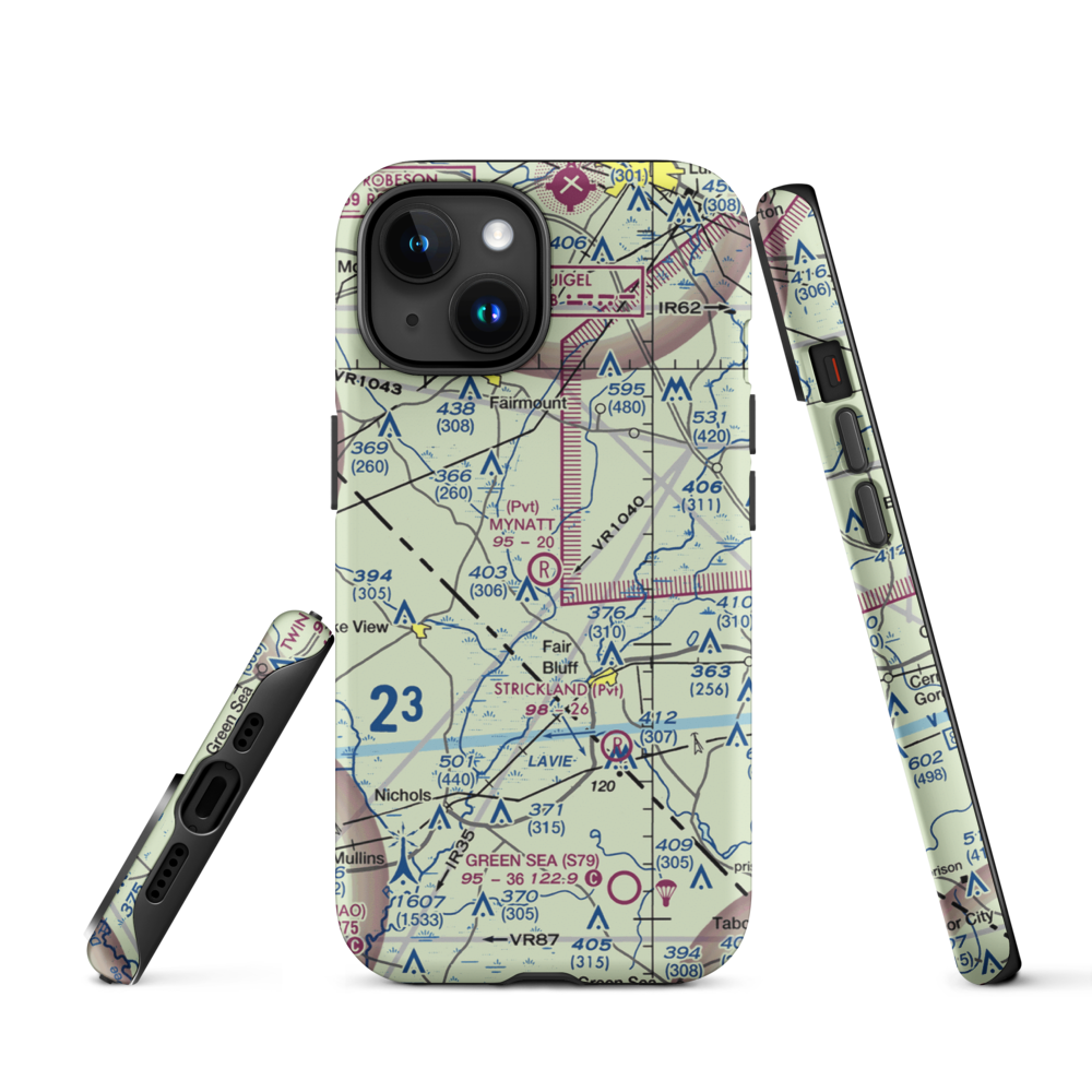 Mynatt Field (53NC) VFR Sectional  Tough iPhone Case iPhone 15 model shown