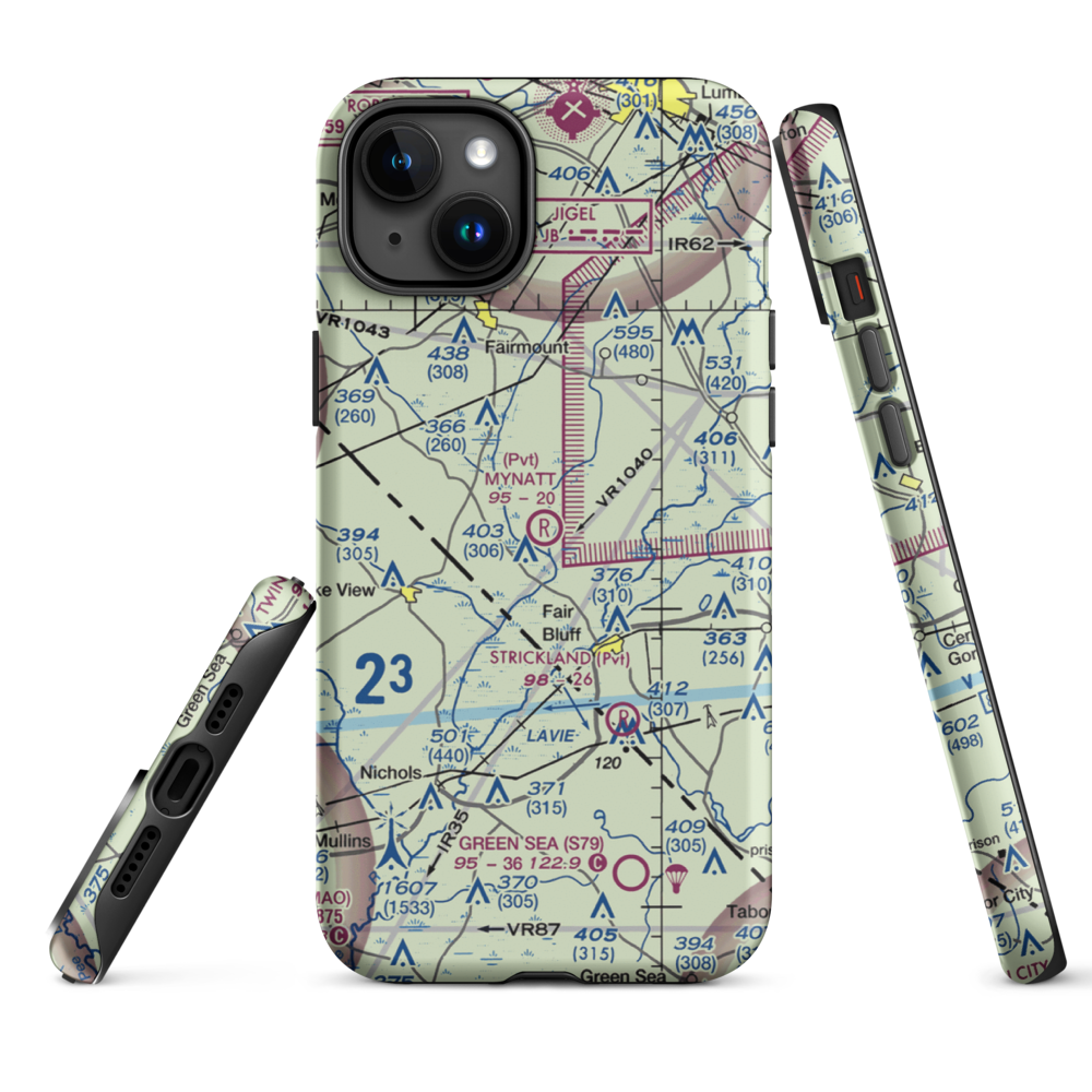 Mynatt Field (53NC) VFR Sectional  Tough iPhone Case iPhone 15 Plus model shown