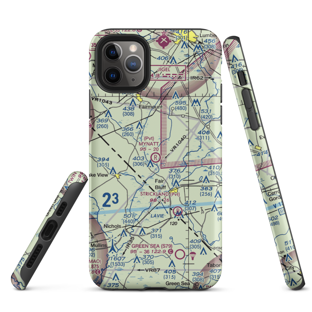 Mynatt Field (53NC) VFR Sectional  Tough iPhone Case iPhone 11 Pro Max model shown