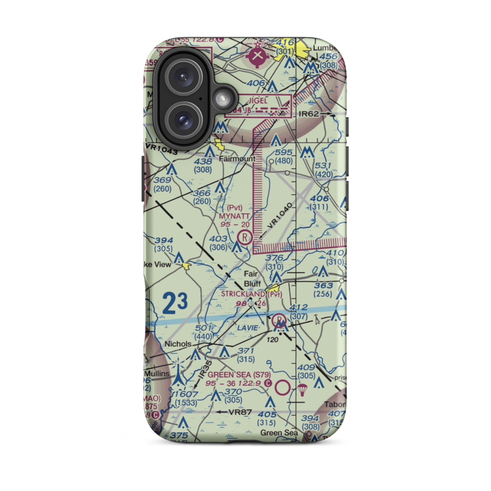 Mynatt Field (53NC) VFR Sectional  Tough iPhone Case iPhone 16 Plus model shown
