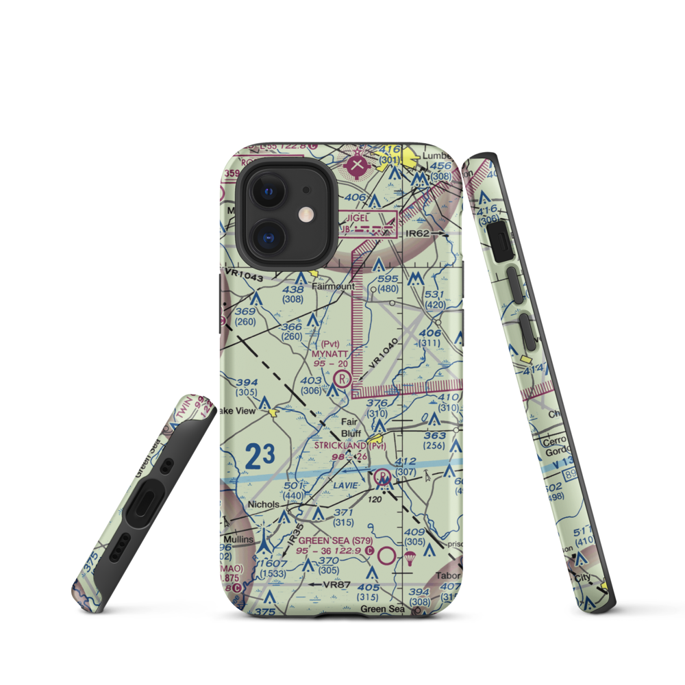 Mynatt Field (53NC) VFR Sectional  Tough iPhone Case iPhone 12 mini model shown