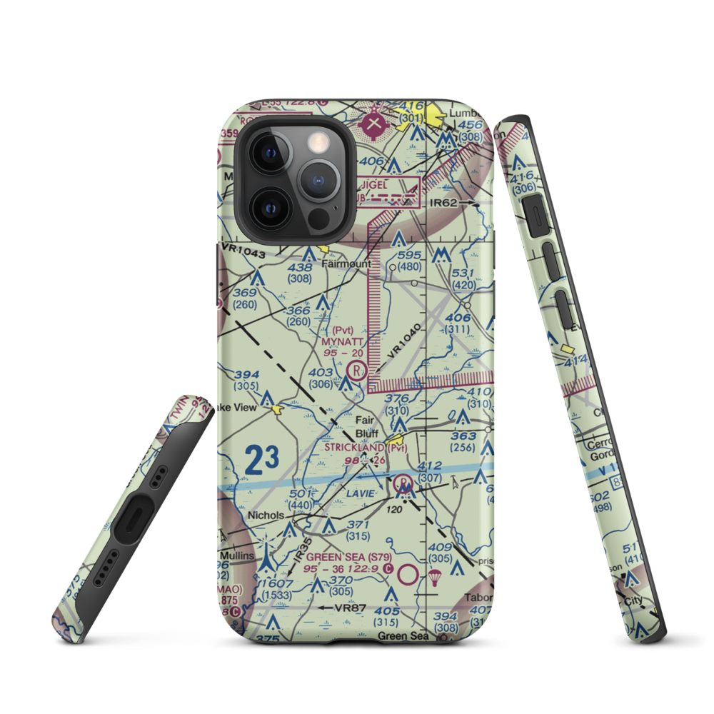Mynatt Field (53NC) VFR Sectional  Tough iPhone Case iPhone 12 Pro model shown