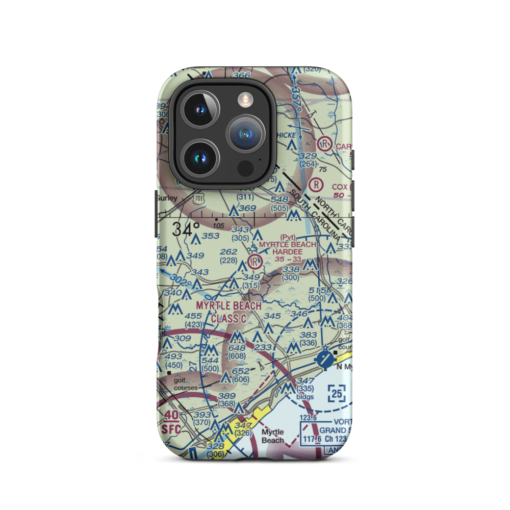 Myrtle Beach Hardee Airpark (SC21) VFR Sectional  Tough iPhone Case iPhone 16 Pro model shown