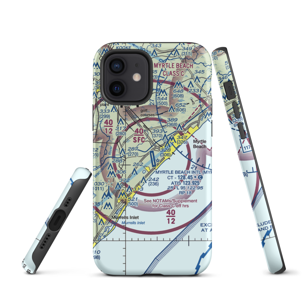 Myrtle Beach International Airport (MYR) VFR Sectional  Tough iPhone Case iPhone 12 model shown