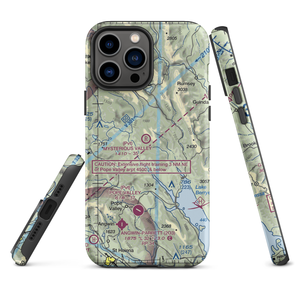 Mysterious Valley Airport (20CL) VFR Sectional  Tough iPhone Case iPhone 13 Pro Max model shown
