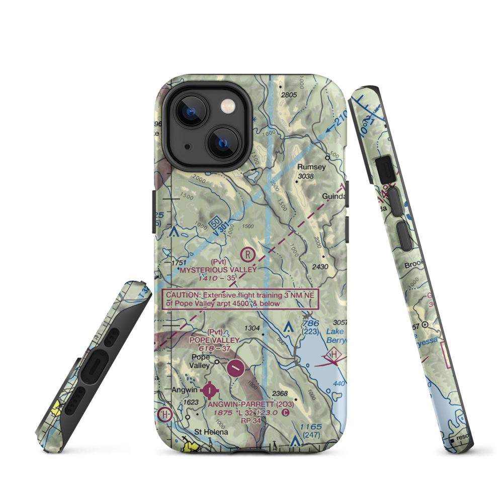 Mysterious Valley Airport (20CL) VFR Sectional  Tough iPhone Case iPhone 14 model shown