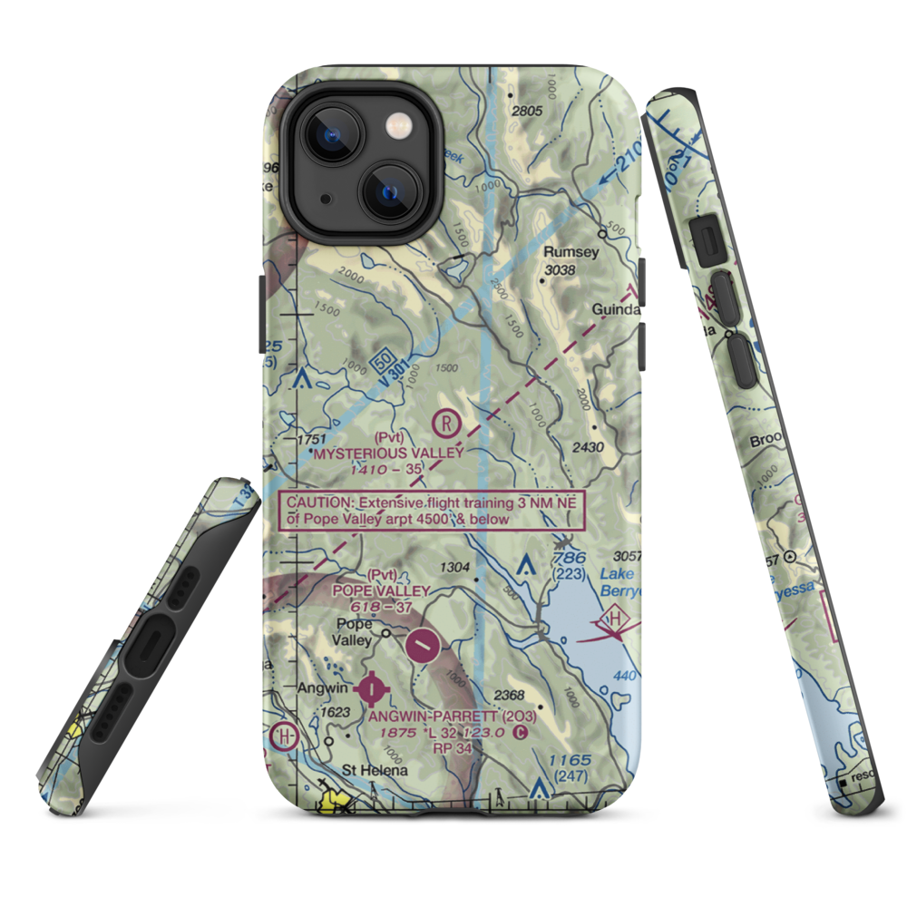 Mysterious Valley Airport (20CL) VFR Sectional  Tough iPhone Case iPhone 14 Plus model shown