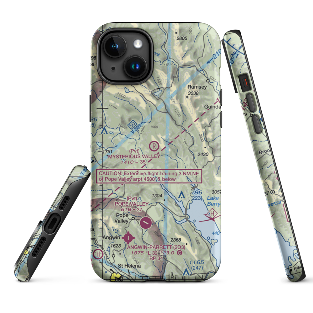 Mysterious Valley Airport (20CL) VFR Sectional  Tough iPhone Case iPhone 15 Plus model shown
