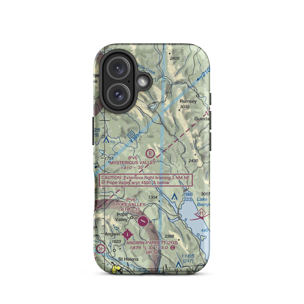 Mysterious Valley Airport (20CL) VFR Sectional  Tough iPhone Case iPhone 16 model shown