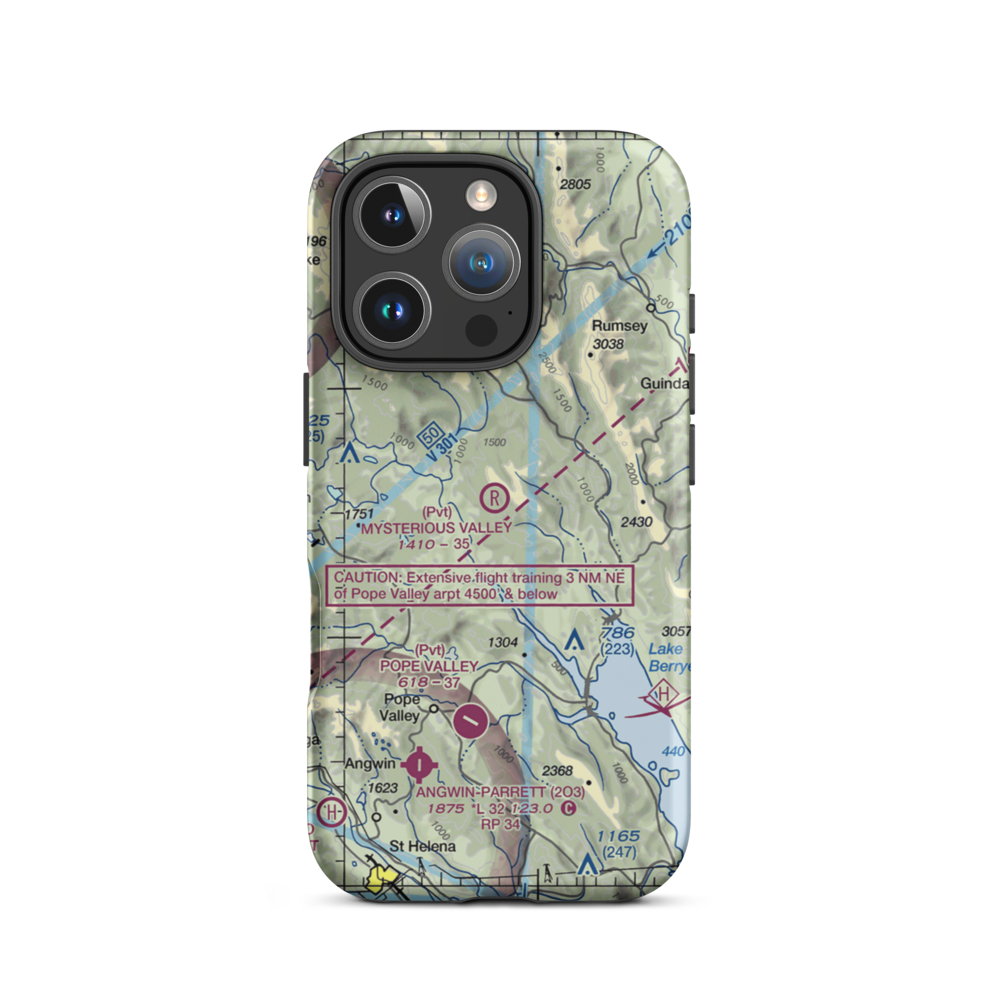 Mysterious Valley Airport (20CL) VFR Sectional  Tough iPhone Case iPhone 16 Pro model shown