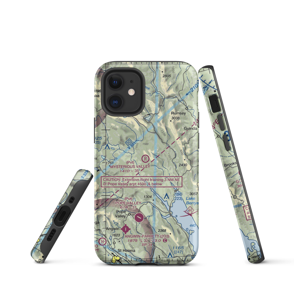 Mysterious Valley Airport (20CL) VFR Sectional  Tough iPhone Case iPhone 12 mini model shown