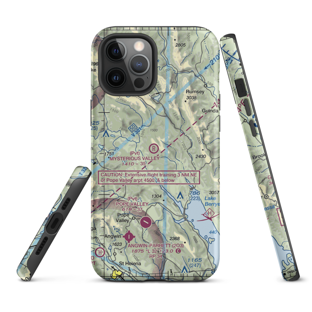 Mysterious Valley Airport (20CL) VFR Sectional  Tough iPhone Case iPhone 12 Pro Max model shown