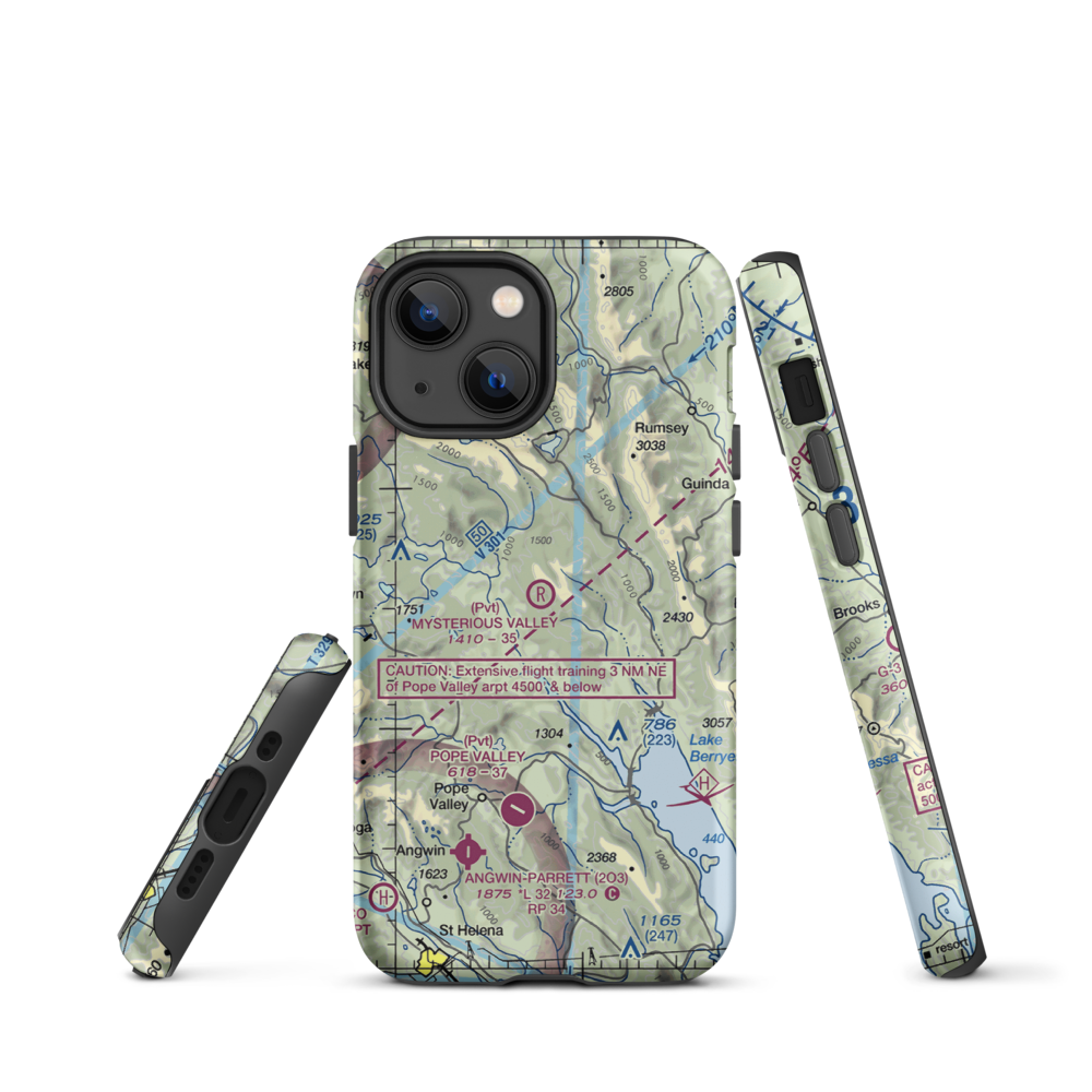 Mysterious Valley Airport (20CL) VFR Sectional  Tough iPhone Case iPhone 13 mini model shown