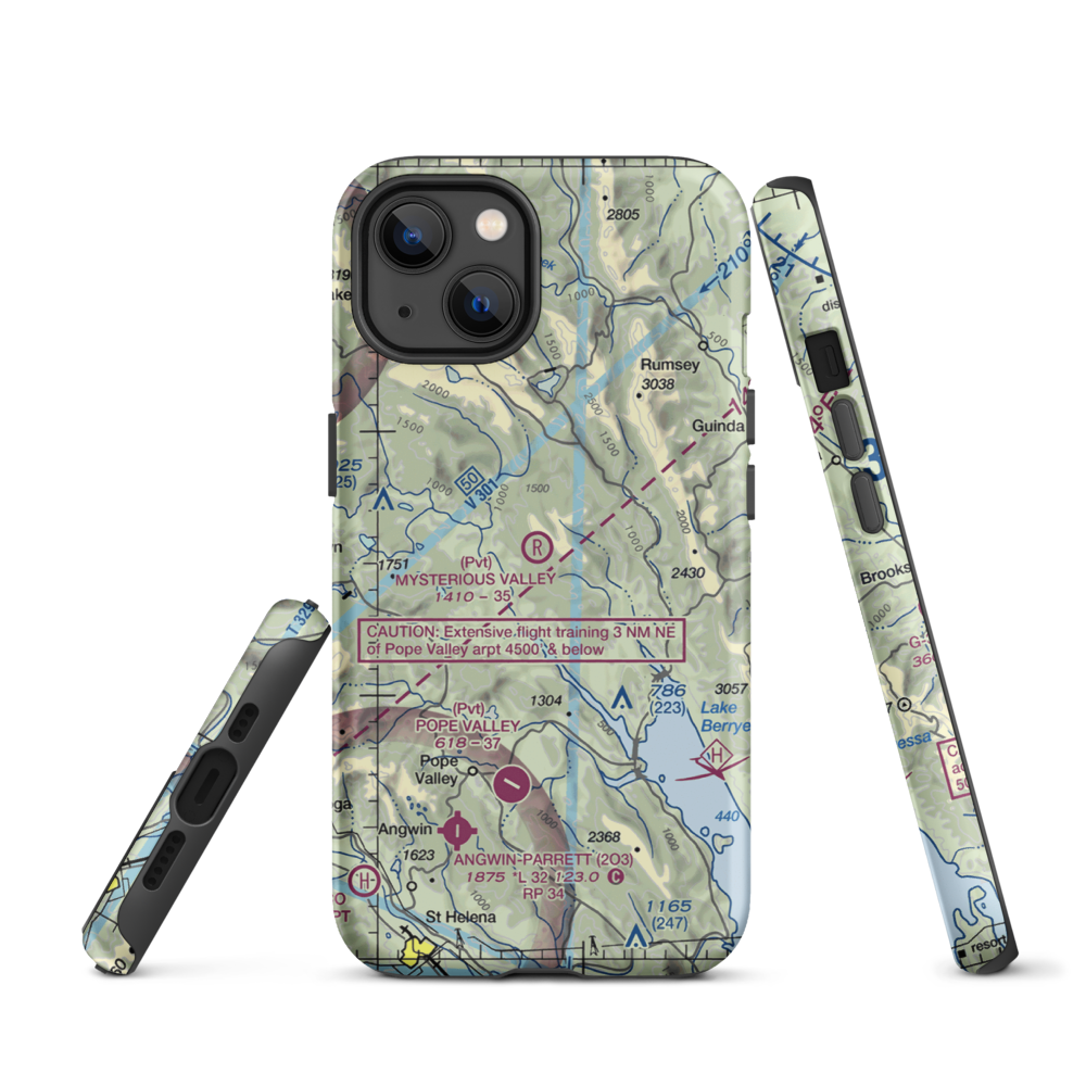 Mysterious Valley Airport (20CL) VFR Sectional  Tough iPhone Case iPhone 13 model shown