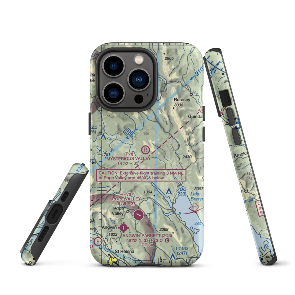 Mysterious Valley Airport (20CL) VFR Sectional  Tough iPhone Case iPhone 13 Pro model shown