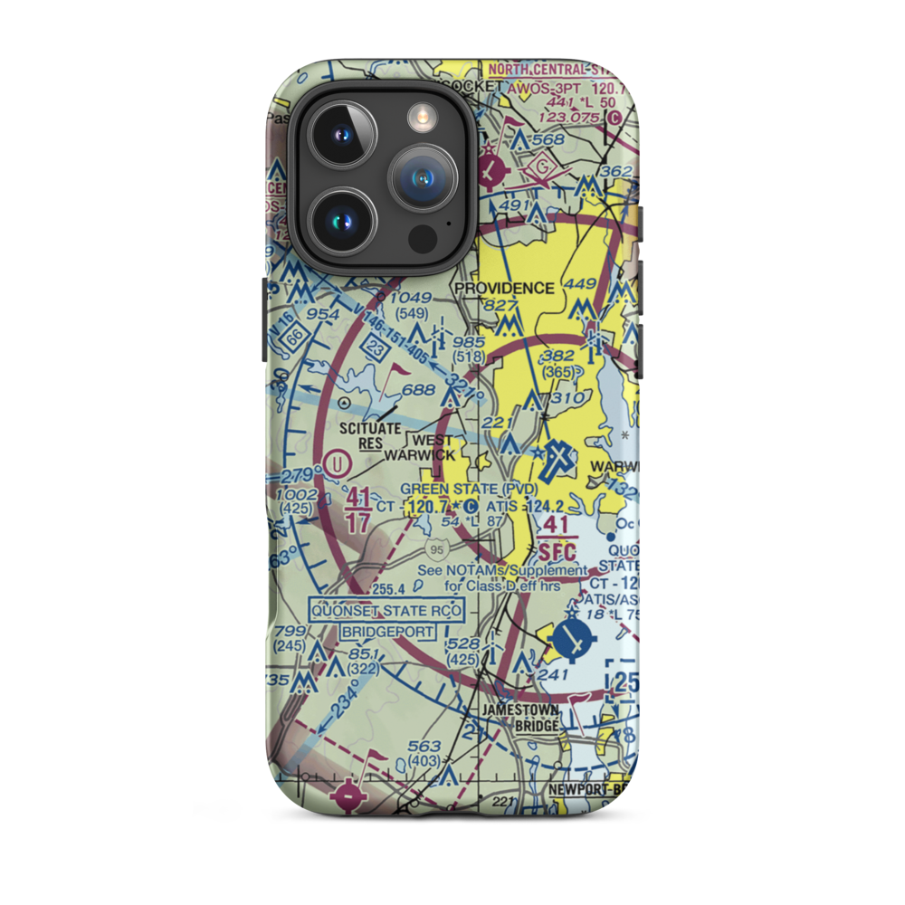 Mystery Farm Airport (RI20) VFR Sectional  Tough iPhone Case iPhone 16 Pro Max model shown