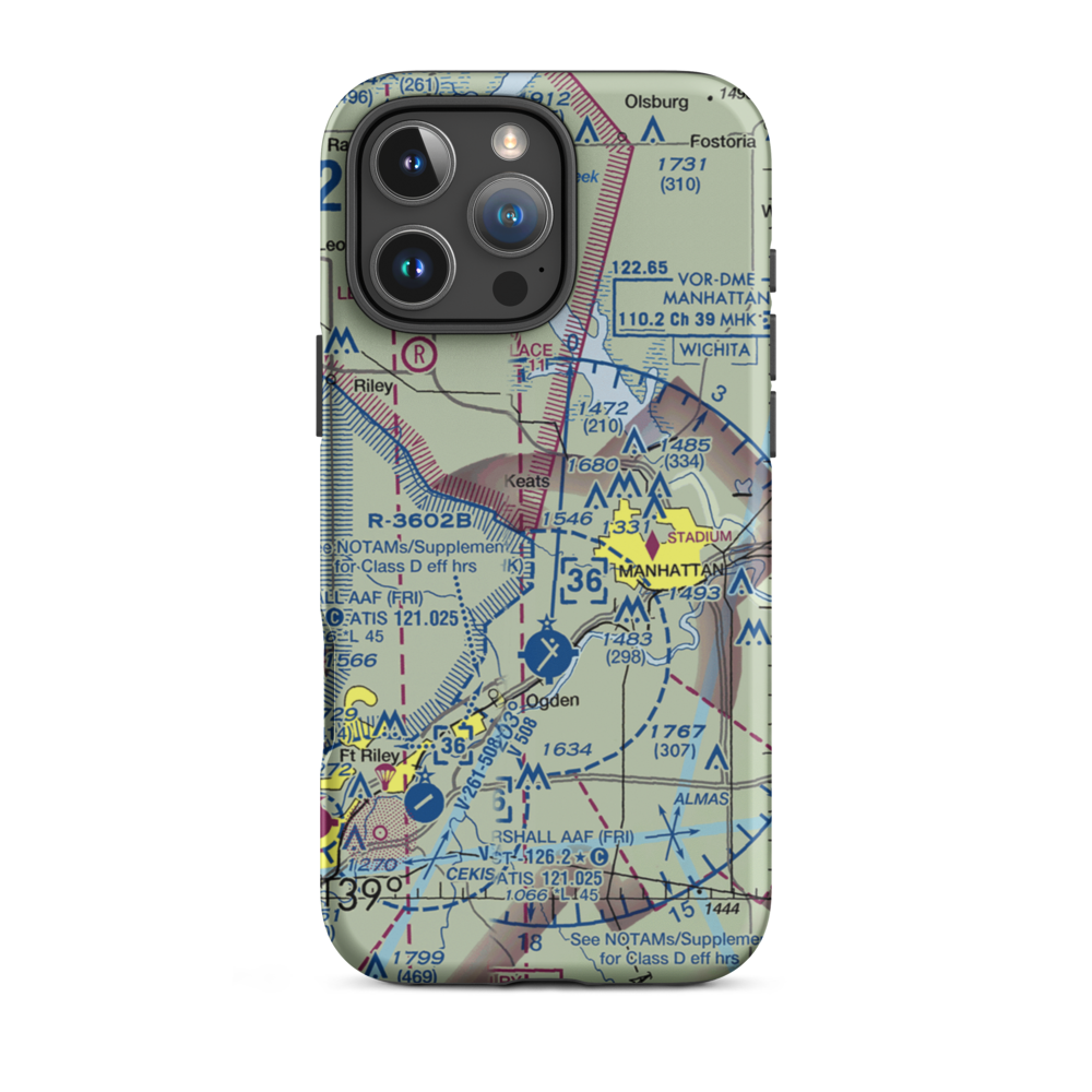 N & N Airport (49KS) VFR Sectional  Tough iPhone Case iPhone 16 Pro Max model shown