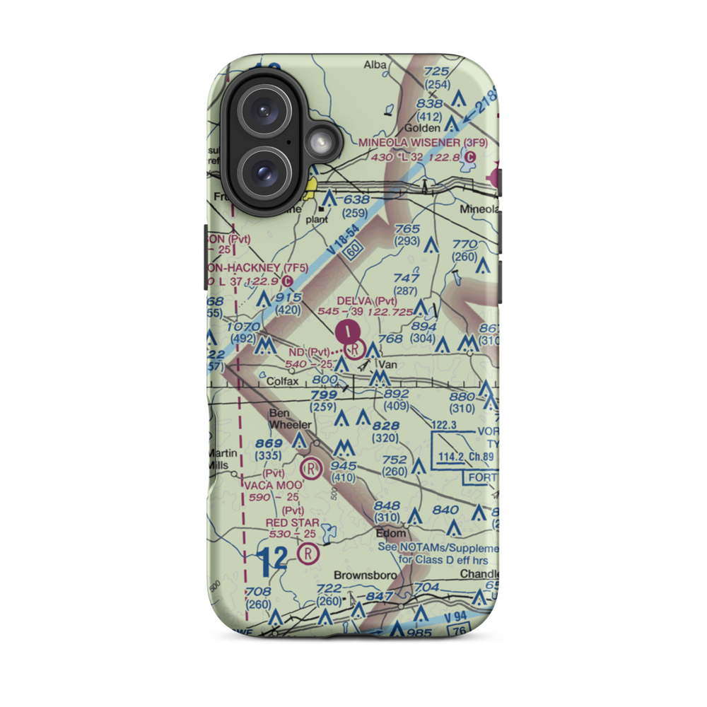 N D Ranch Airport (51TX) VFR Sectional  Tough iPhone Case iPhone 16 Plus model shown