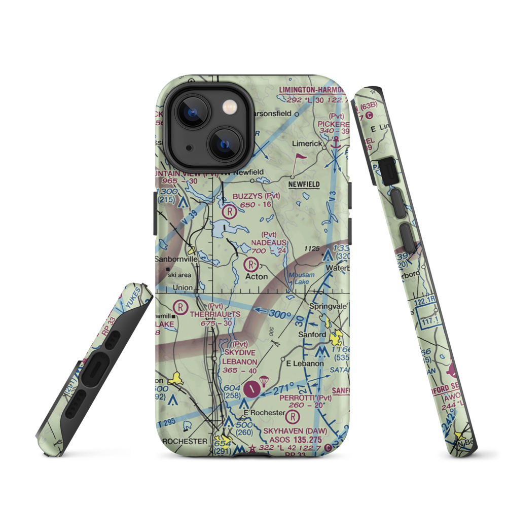 Nadeau's Airfield (02ME) VFR Sectional  Tough iPhone Case iPhone 14 model shown