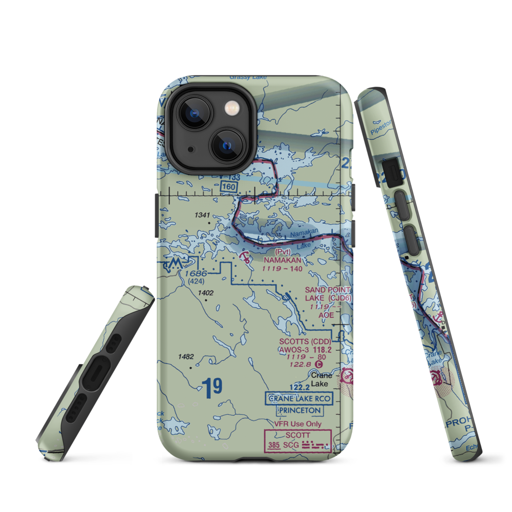 Namakan Seaplane Base (57MN) VFR Sectional  Tough iPhone Case iPhone 14 model shown