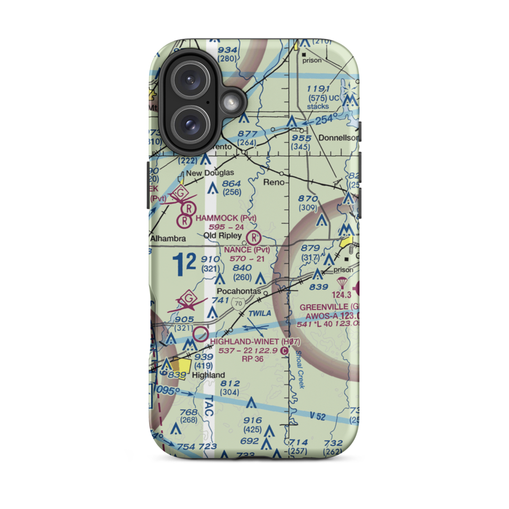 Nance Airport (8LL0) VFR Sectional  Tough iPhone Case iPhone 16 Plus model shown