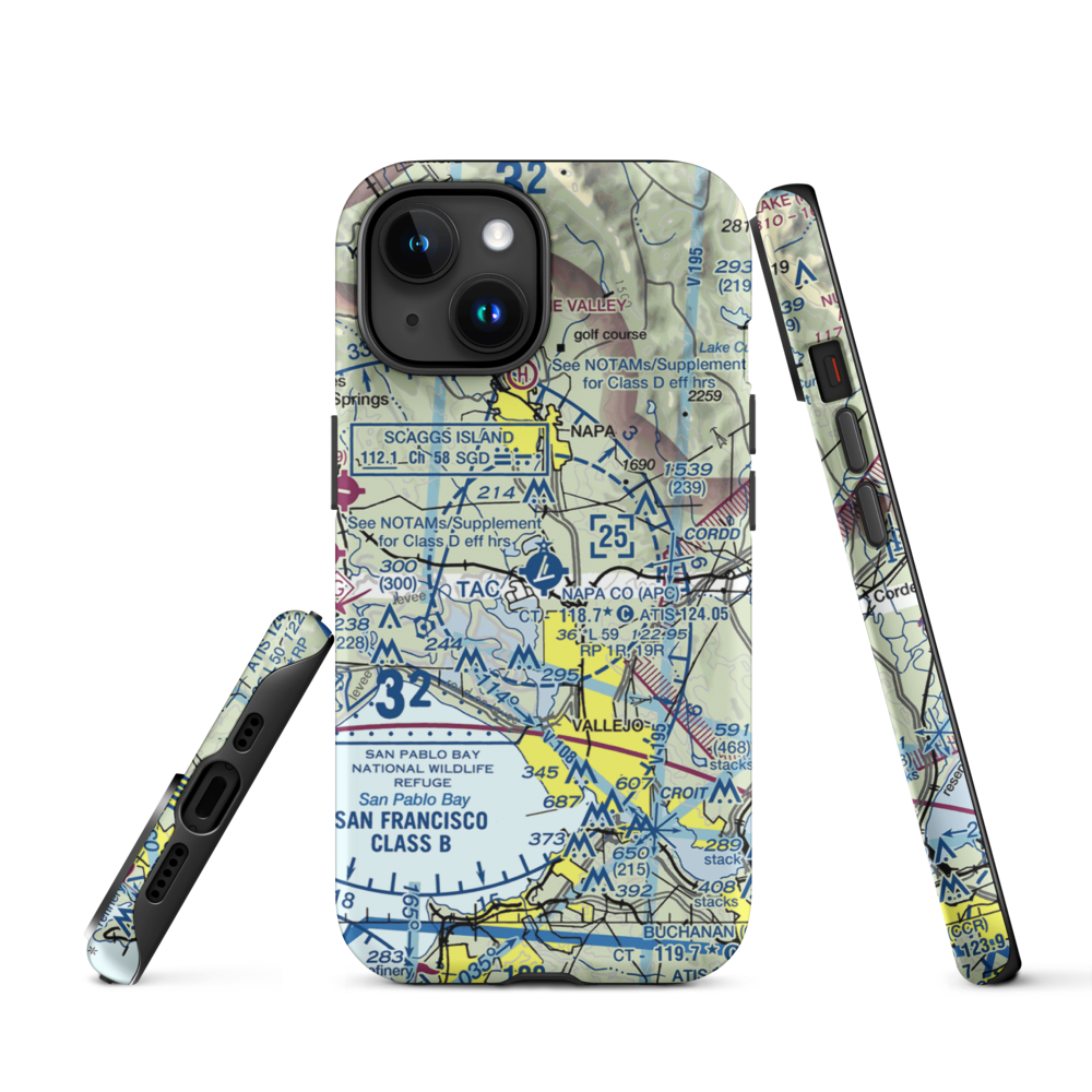 Napa County Airport (APC) VFR Sectional  Tough iPhone Case iPhone 15 model shown