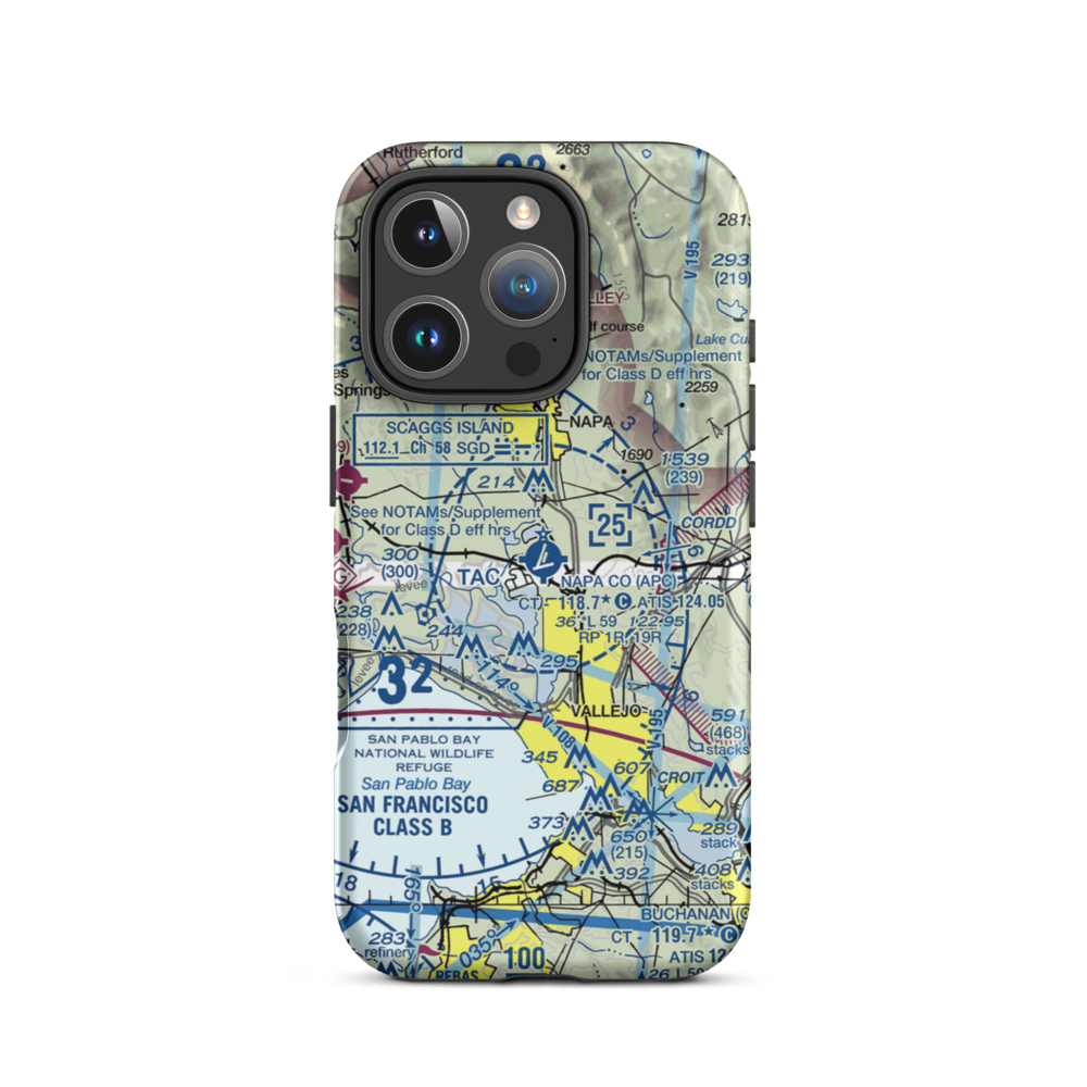 Napa County Airport (APC) VFR Sectional  Tough iPhone Case iPhone 16 Pro model shown