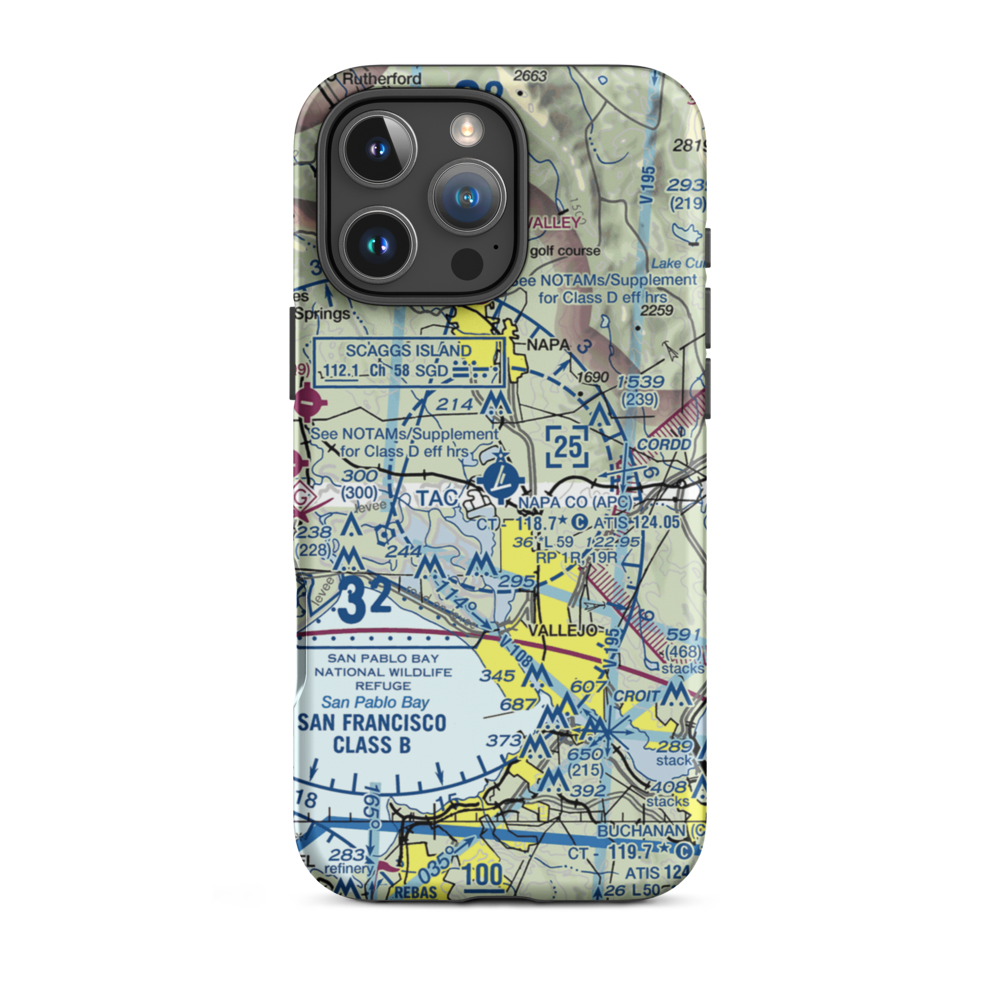 Napa County Airport (APC) VFR Sectional  Tough iPhone Case iPhone 16 Pro Max model shown