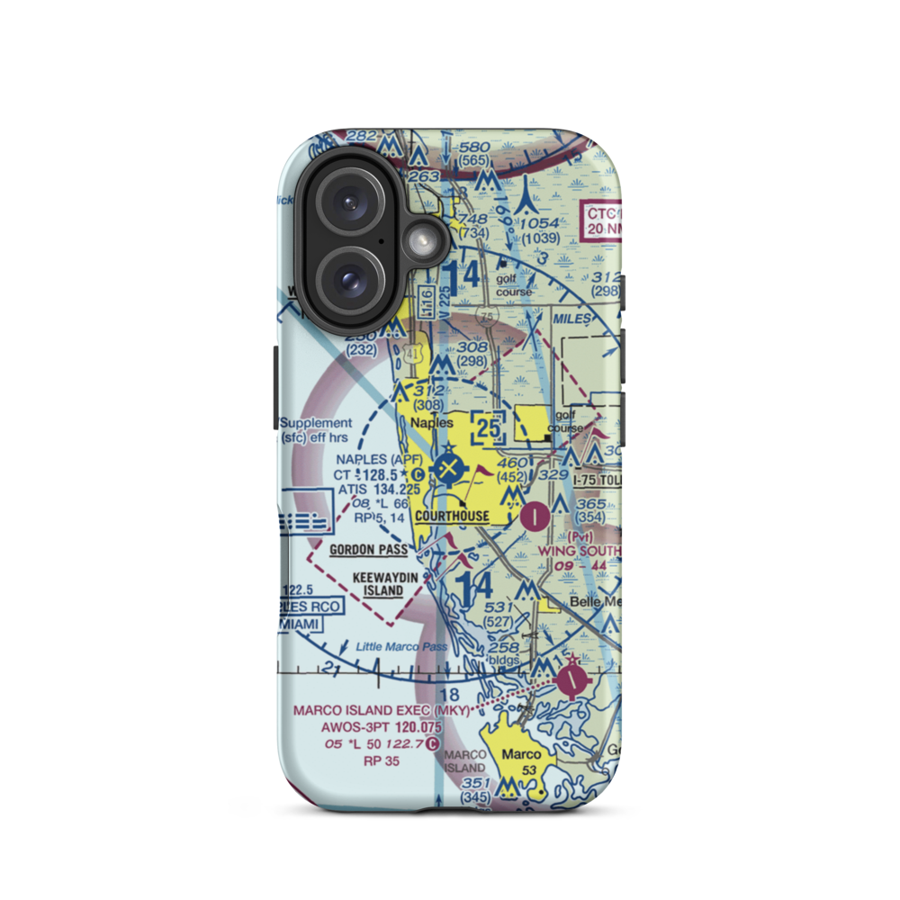 Naples Municipal Airport (APF) VFR Sectional  Tough iPhone Case iPhone 16 model shown