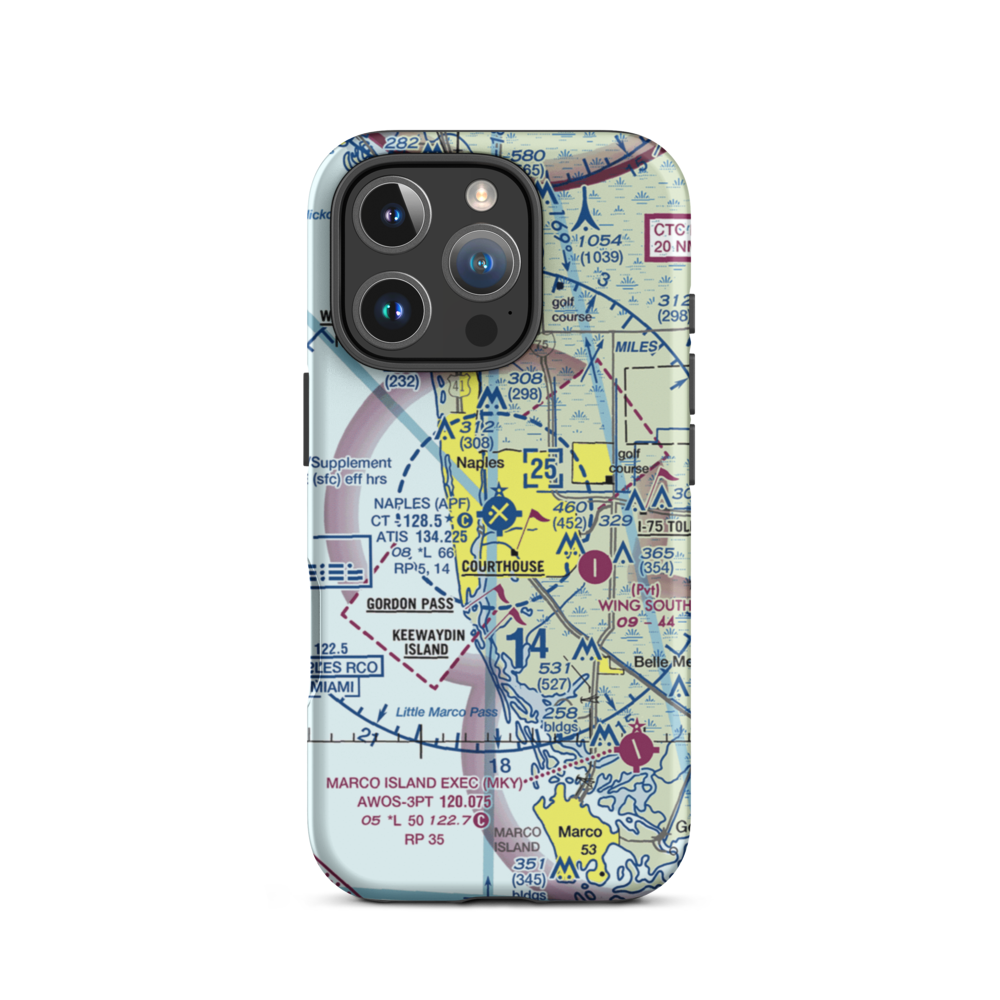 Naples Municipal Airport (APF) VFR Sectional  Tough iPhone Case iPhone 16 Pro model shown