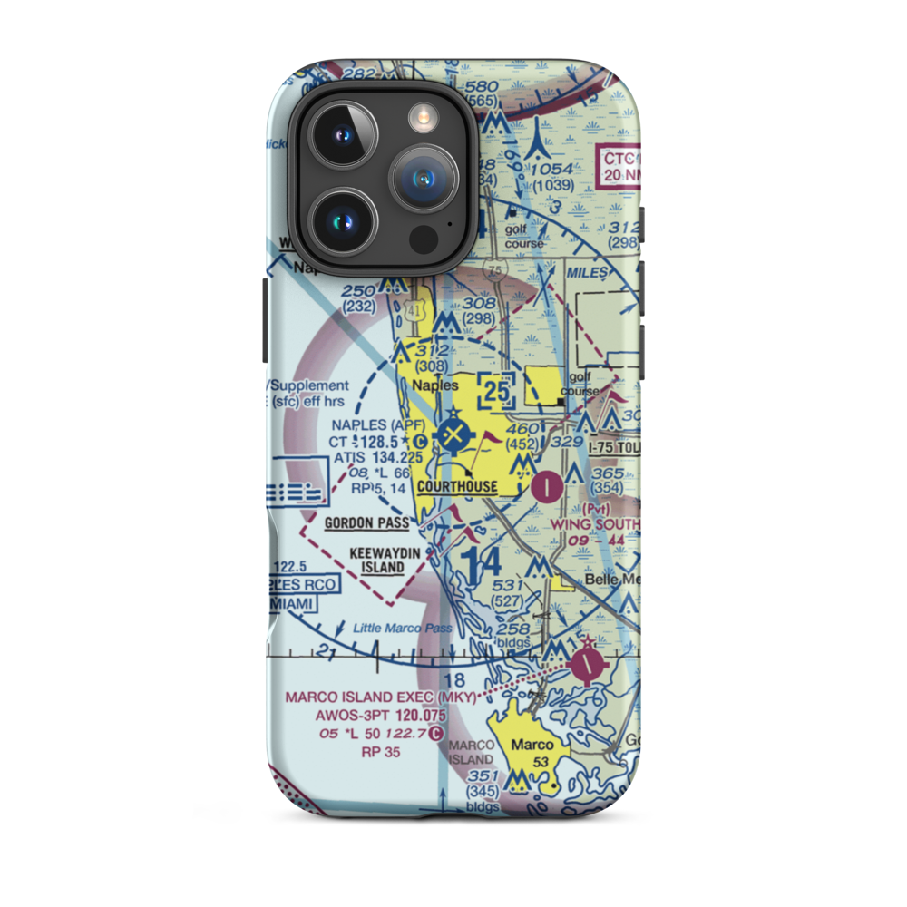 Naples Municipal Airport (APF) VFR Sectional  Tough iPhone Case iPhone 16 Pro Max model shown