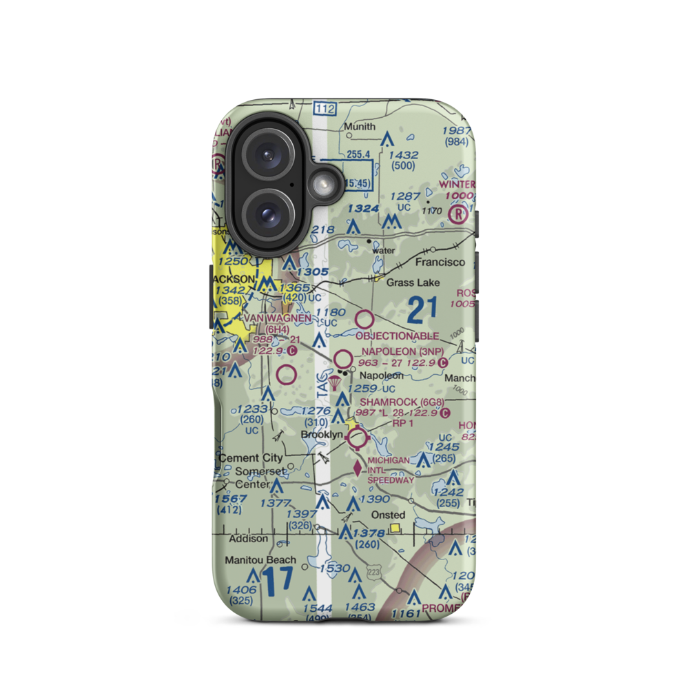 Napoleon Airport (3NP) VFR Sectional  Tough iPhone Case iPhone 16 model shown