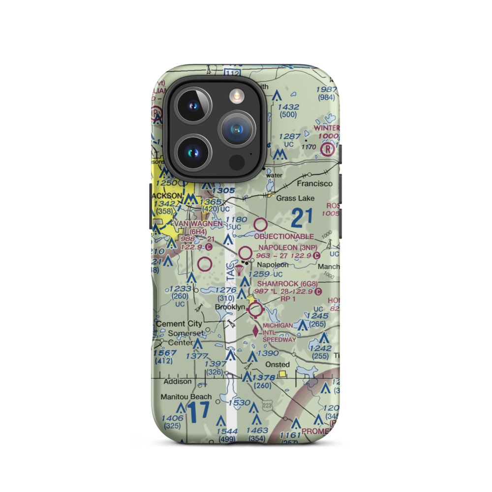 Napoleon Airport (3NP) VFR Sectional  Tough iPhone Case iPhone 16 Pro model shown