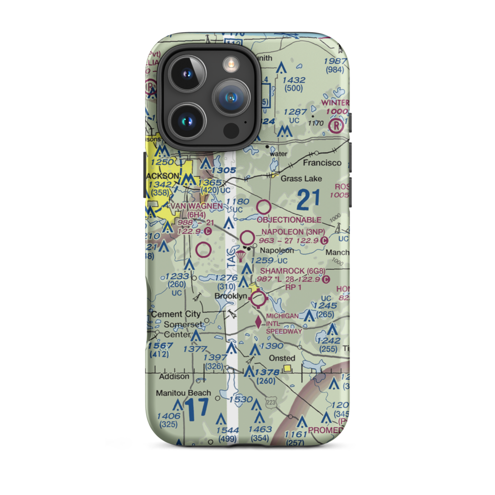 Napoleon Airport (3NP) VFR Sectional  Tough iPhone Case iPhone 16 Pro Max model shown