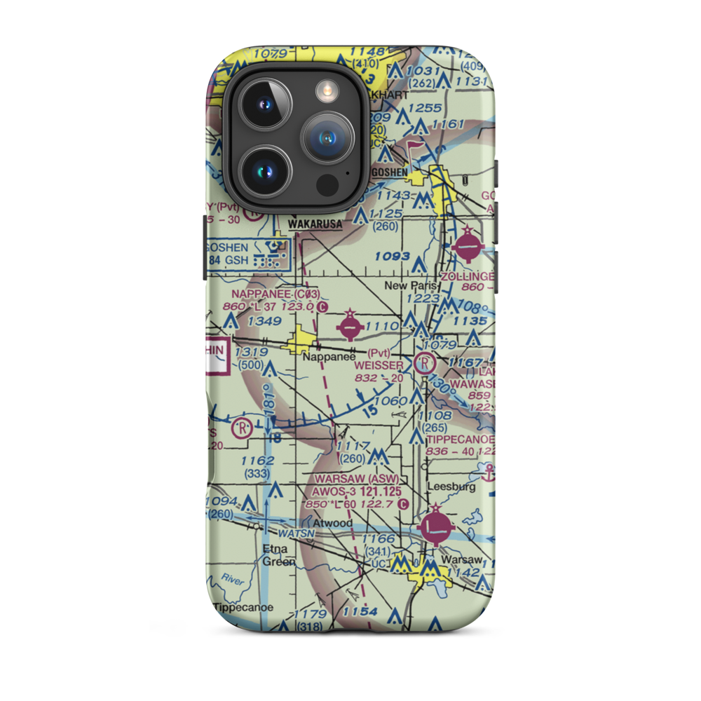 Nappanee Municipal Airport (C03) VFR Sectional  Tough iPhone Case iPhone 16 Pro Max model shown
