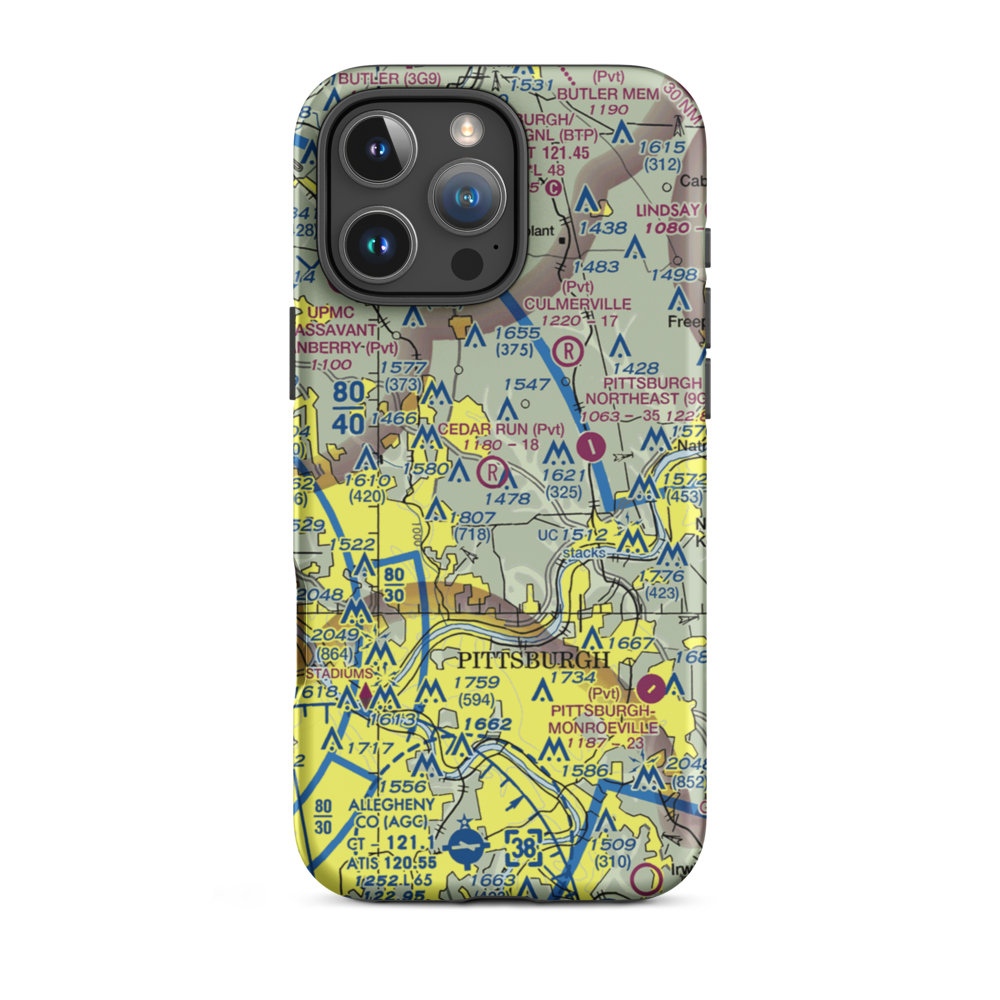 Nardo Airport (77PA) VFR Sectional  Tough iPhone Case iPhone 16 Pro Max model shown