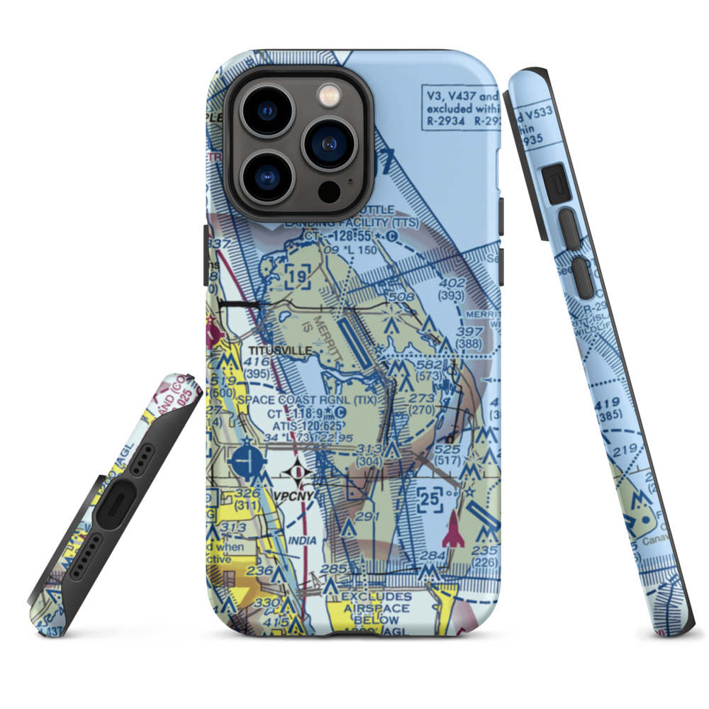 Nasa Shuttle Landing Facility Airport (TTS) VFR Sectional  Tough iPhone Case iPhone 14 Pro Max model shown