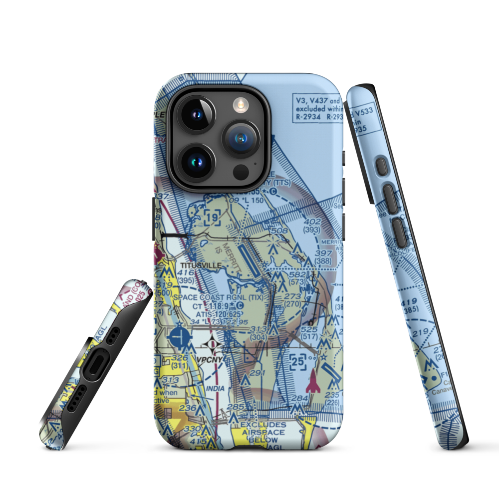 Nasa Shuttle Landing Facility Airport (TTS) VFR Sectional  Tough iPhone Case iPhone 15 Pro model shown