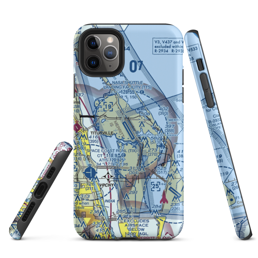 Nasa Shuttle Landing Facility Airport (TTS) VFR Sectional  Tough iPhone Case iPhone 11 Pro Max model shown