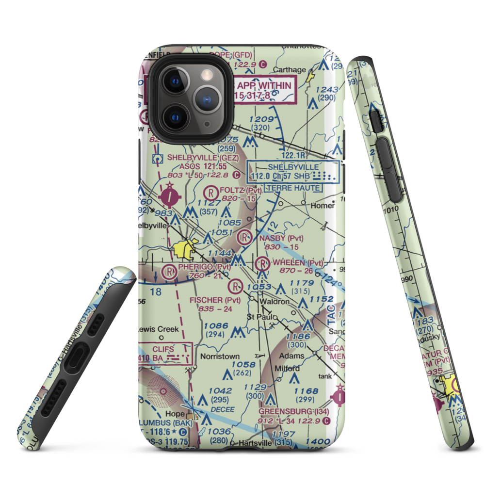 Nasby Airport (70II) VFR Sectional  Tough iPhone Case iPhone 11 Pro Max model shown