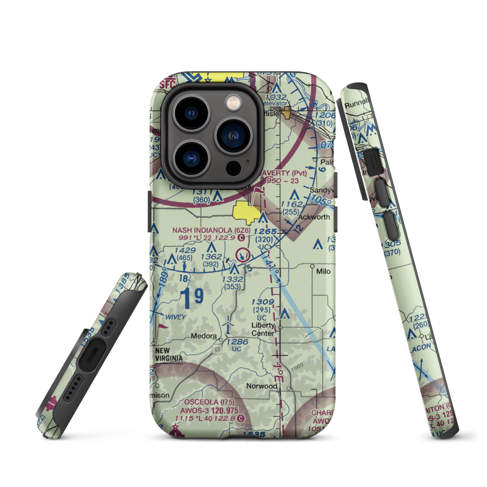 Nash Field Indianola Airport (6Z6) VFR Sectional  Tough iPhone Case iPhone 14 Pro model shown
