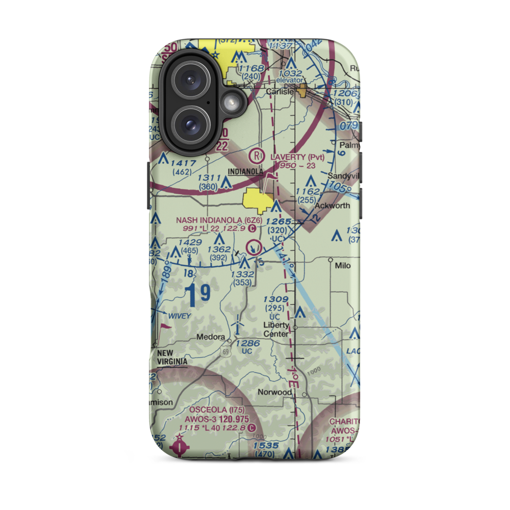 Nash Field Indianola Airport (6Z6) VFR Sectional  Tough iPhone Case iPhone 16 Plus model shown