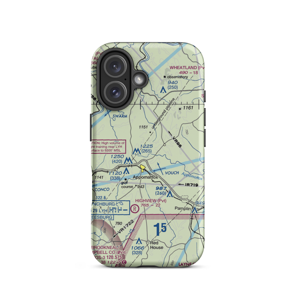 Nashs Airport (10VA) VFR Sectional  Tough iPhone Case iPhone 16 model shown
