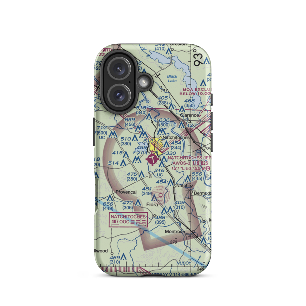 Natchitoches Regional Airport (IER) VFR Sectional  Tough iPhone Case iPhone 16 model shown