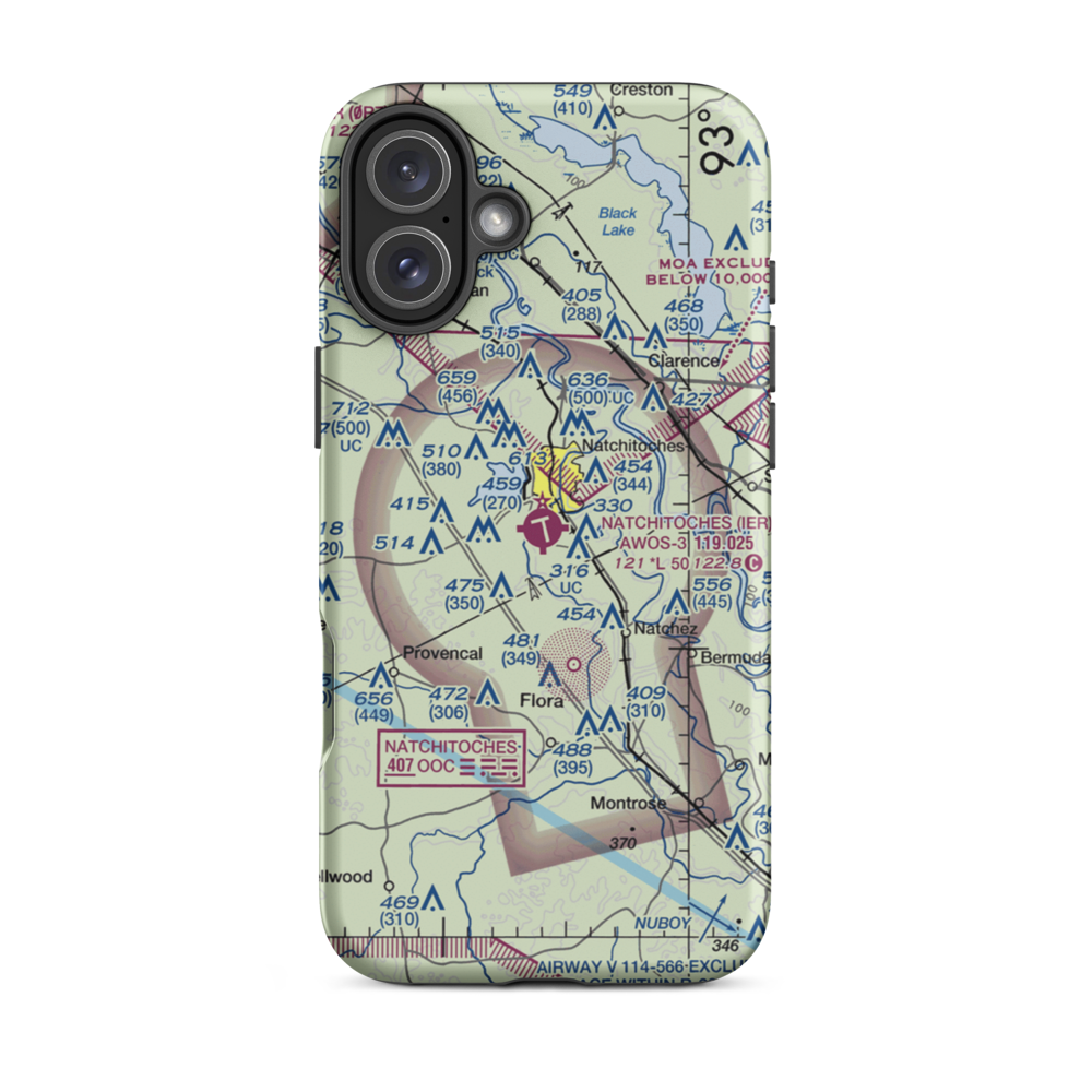 Natchitoches Regional Airport (IER) VFR Sectional  Tough iPhone Case iPhone 16 Plus model shown