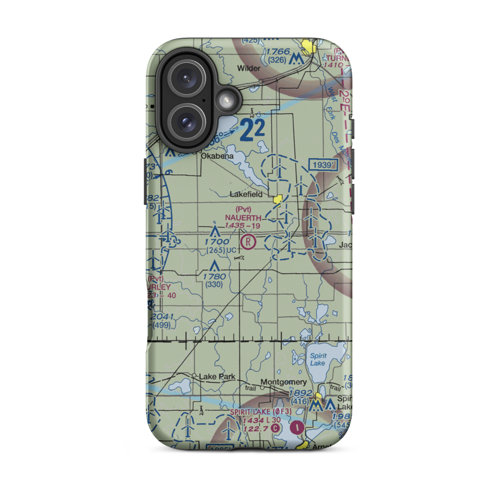 Nauerth Land Ranch Airport (03MN) VFR Sectional  Tough iPhone Case iPhone 16 Plus model shown